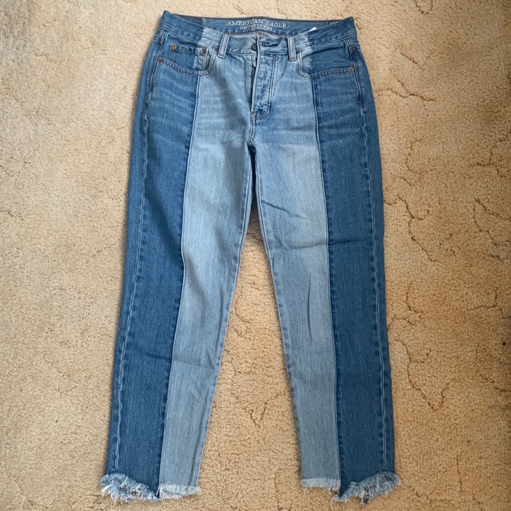 Two-Tone AE Mom Jeans